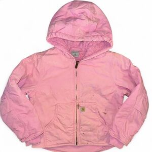 Carhartt Girls Children’s Small 7 8 Pink Canvas Carhartt Jacket Distressed